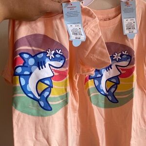 Cat & Jack Peach Tee with Blue Shark Design